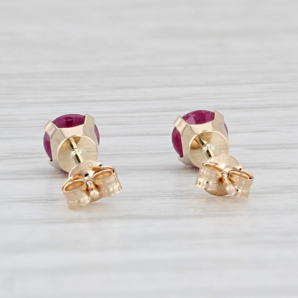 Light Gray 0.70ctw Ruby Stud Earrings 10k Yellow Gold Round Solitaires