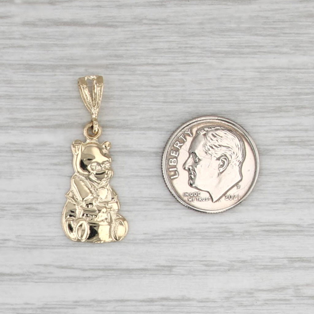 Winnie the Pooh w/ Honey Pot Pendant 10k Yellow Gold Cartoon Keepsake