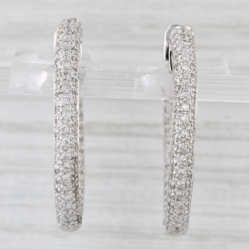 Light Gray Sonia B 1.33ctw Diamond Inside Out Hoop Earrings 18k White Gold Round Hoops