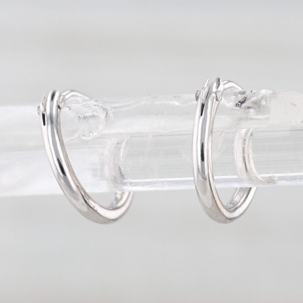 Micro Hoop Huggie Earrings 14k White Gold Snap Top Small Round Hoops