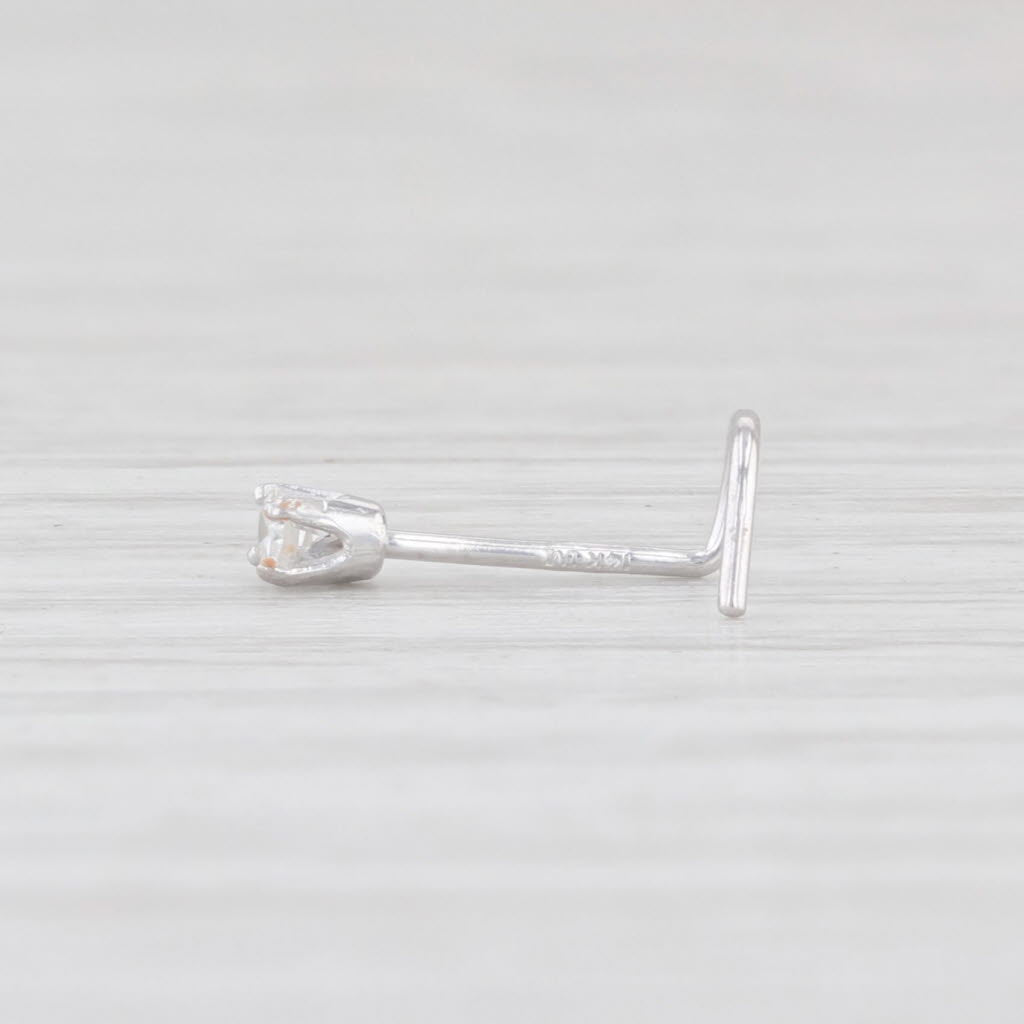 Light Gray New Diamond Nose Stud Ring 14k White Gold Round Solitaire Body Piercing Curved