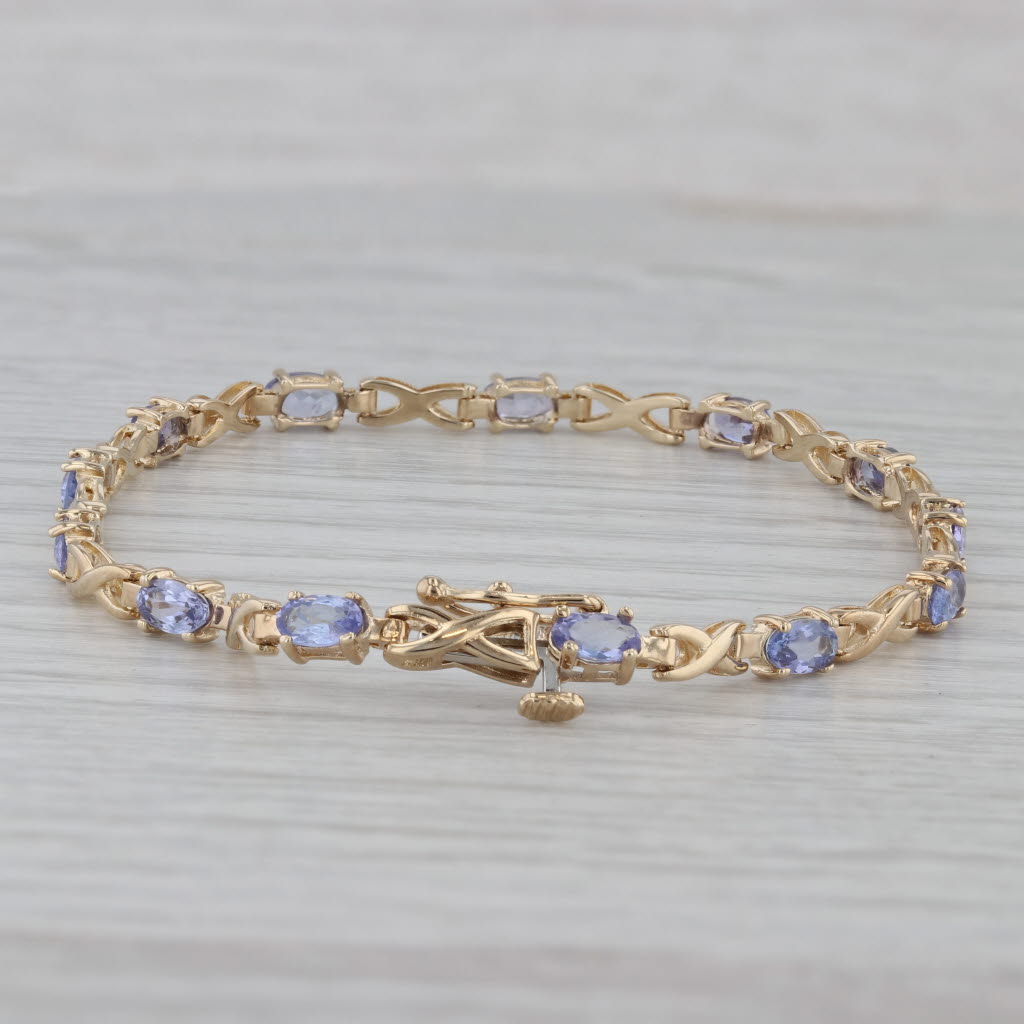 Gray 3.13ctw Tanzanite Tennis Bracelet 10k Yellow Gold 7" 3.7mm