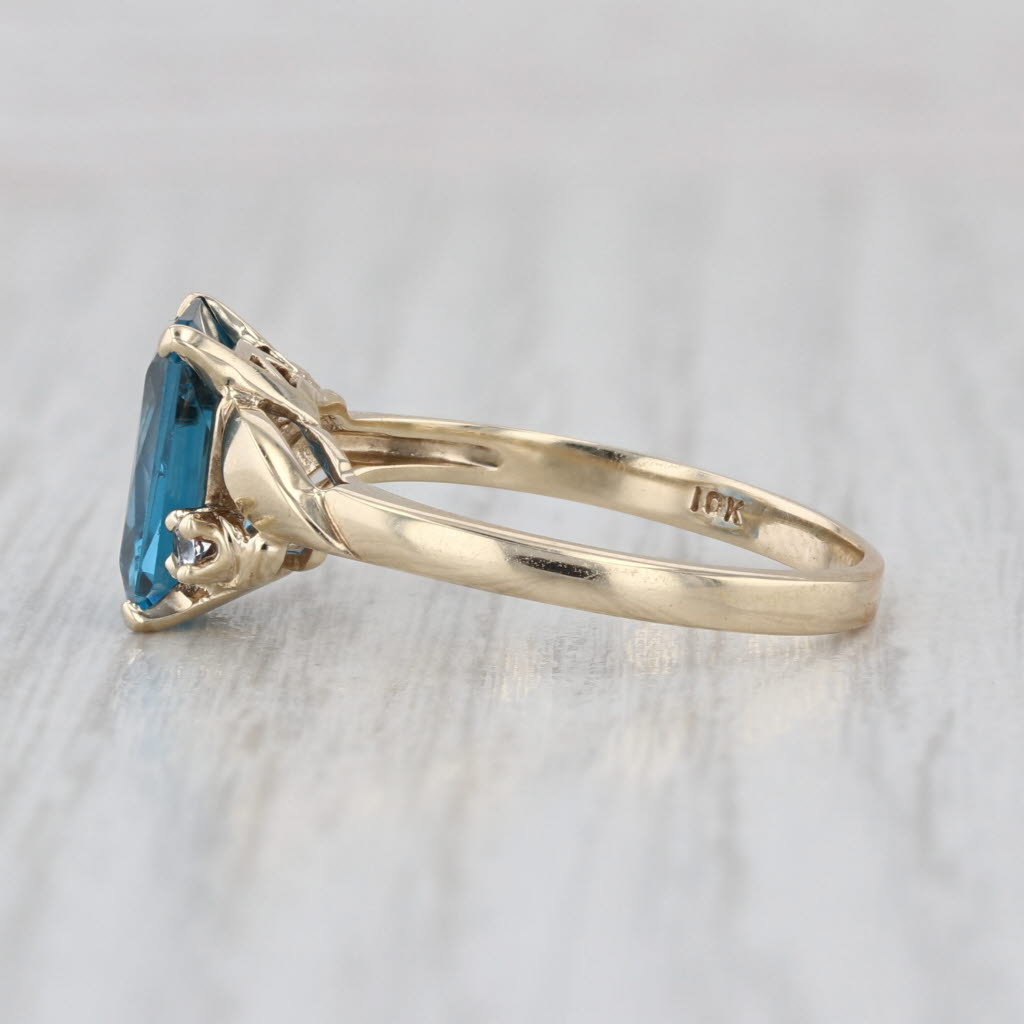 3.34ctw Blue Lab Created Spinel Quartz Ring 10k Yellow Gold Size 8 Bypass