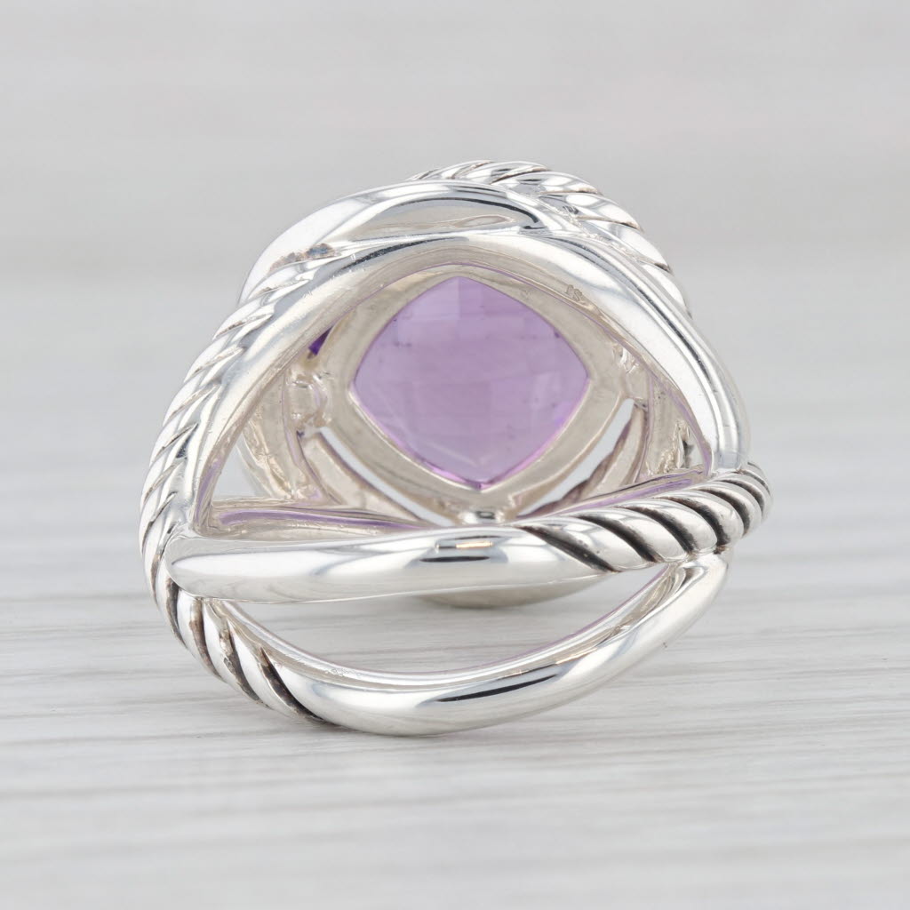 Light Gray David Yurman 5.50ct Amethyst Solitaire Ring Sterling Silver Size 8 Statement