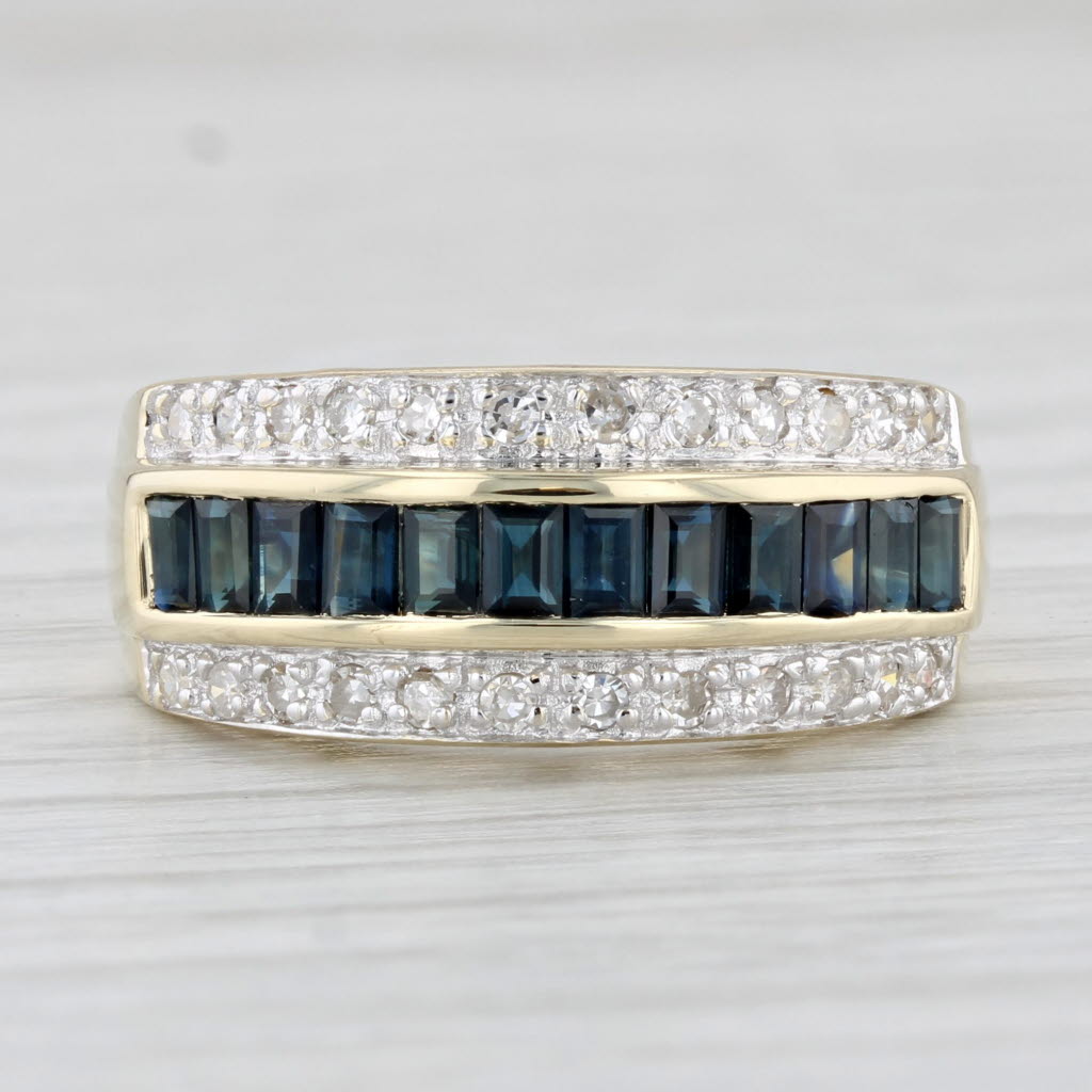 Light Gray 1.49ctw Blue Sapphire Diamond Ring 14k Yellow Gold Size 8 Band