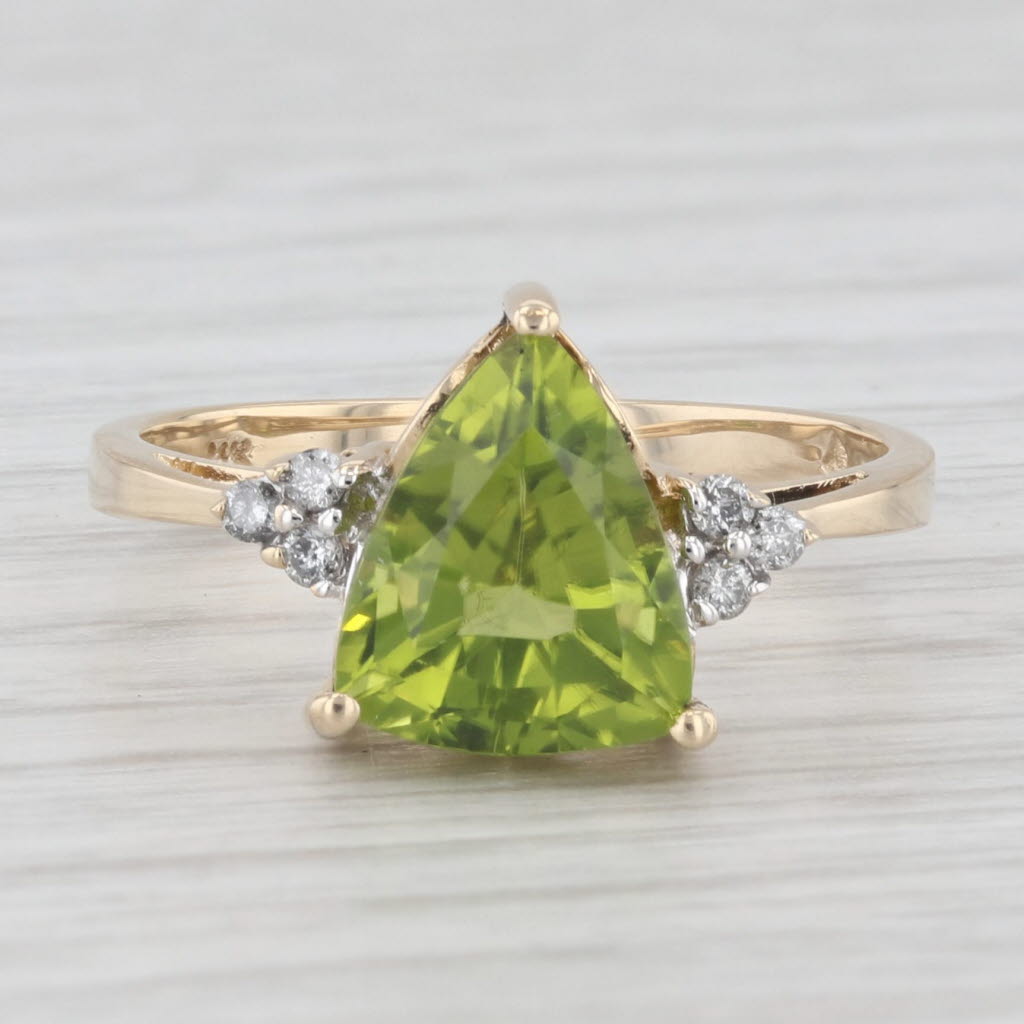 Light Gray 3.08ctw Peridot Diamond Ring 14k Yellow Gold Size 7.5