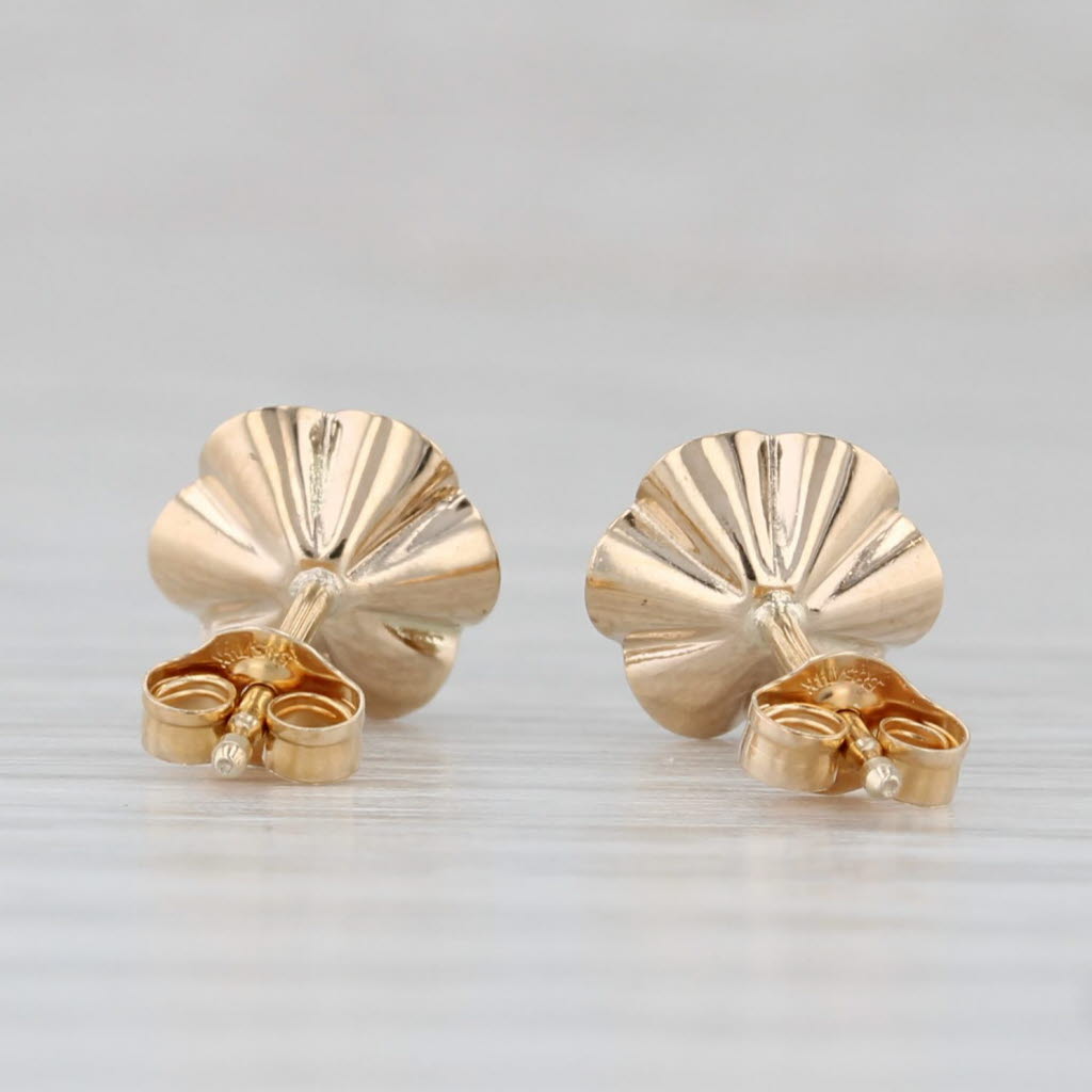 Light Gray 0.10ctw Diamond Cluster Flower Stud Earrings 14k Yellow Gold