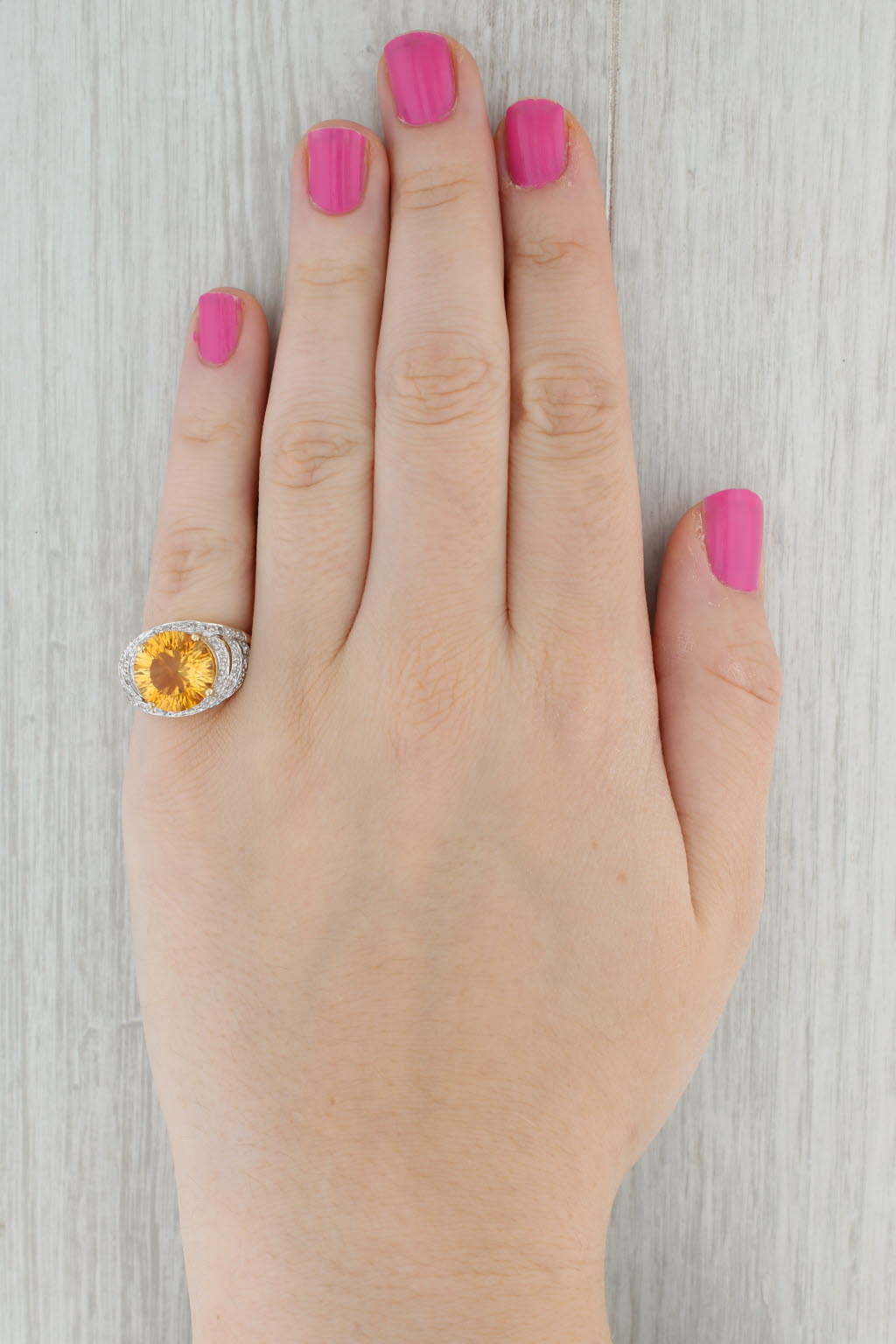 Gray 6.16ctw Orange Citrine Diamond Ring 10k Yellow Gold Size 7 Cocktail