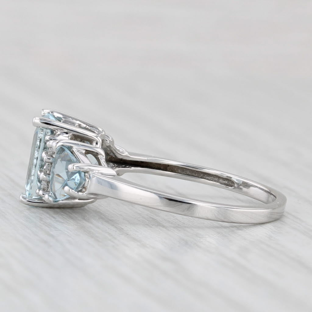 Light Gray 1.98ctw Aquamarine Diamond Ring 14k White Gold Size 7