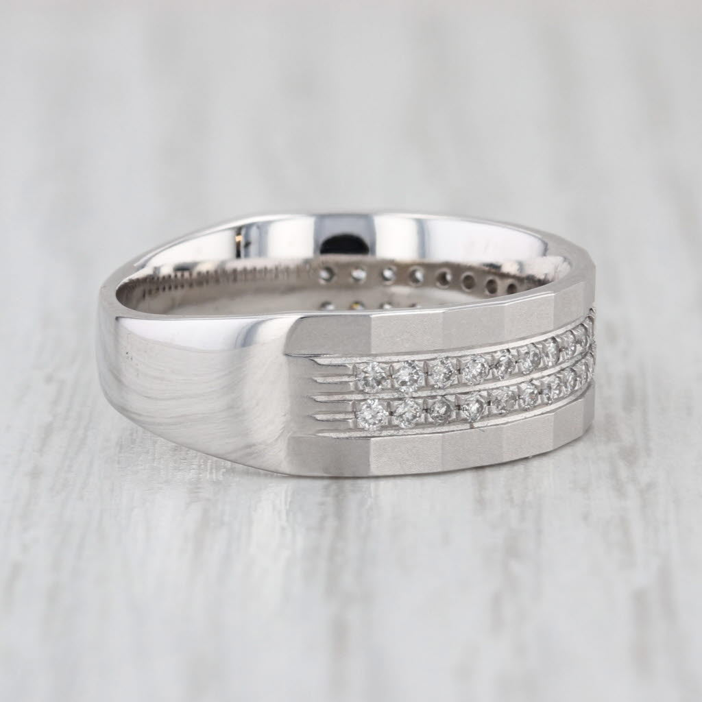 0.39ctw Diamond Men's Wedding Band 10k White Gold Size 9.25 Ring