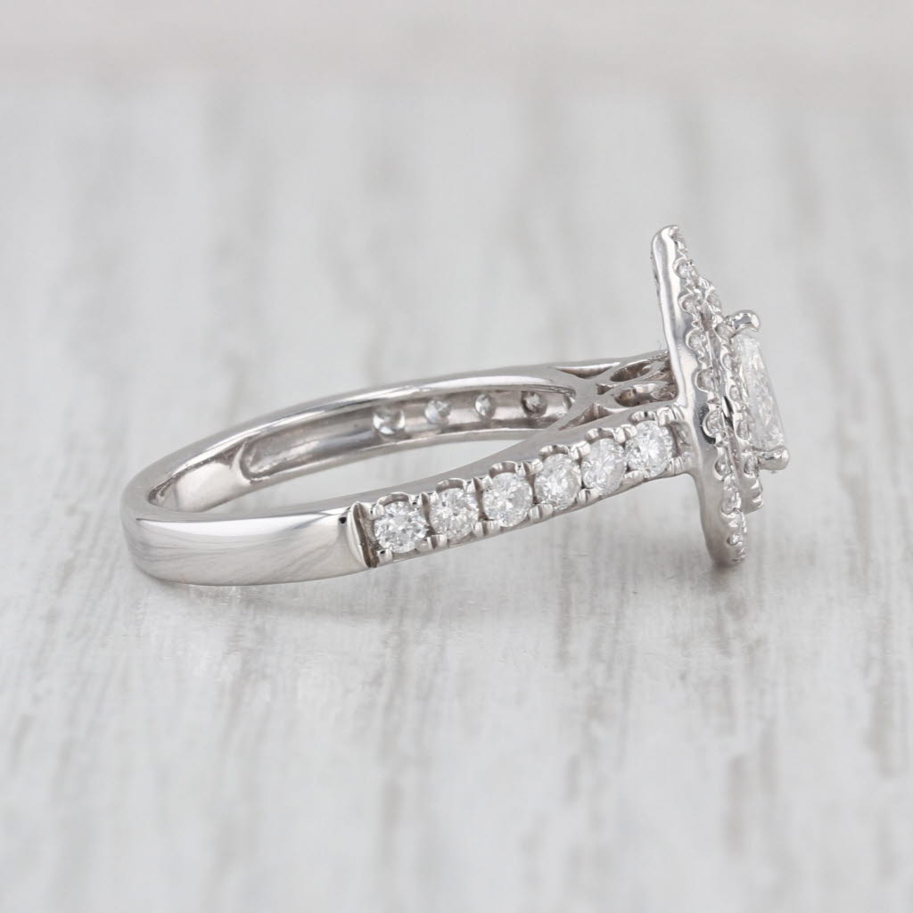 0.86ctw Teardrop Pear Halo Engagement Ring 14k White Gold Size 6