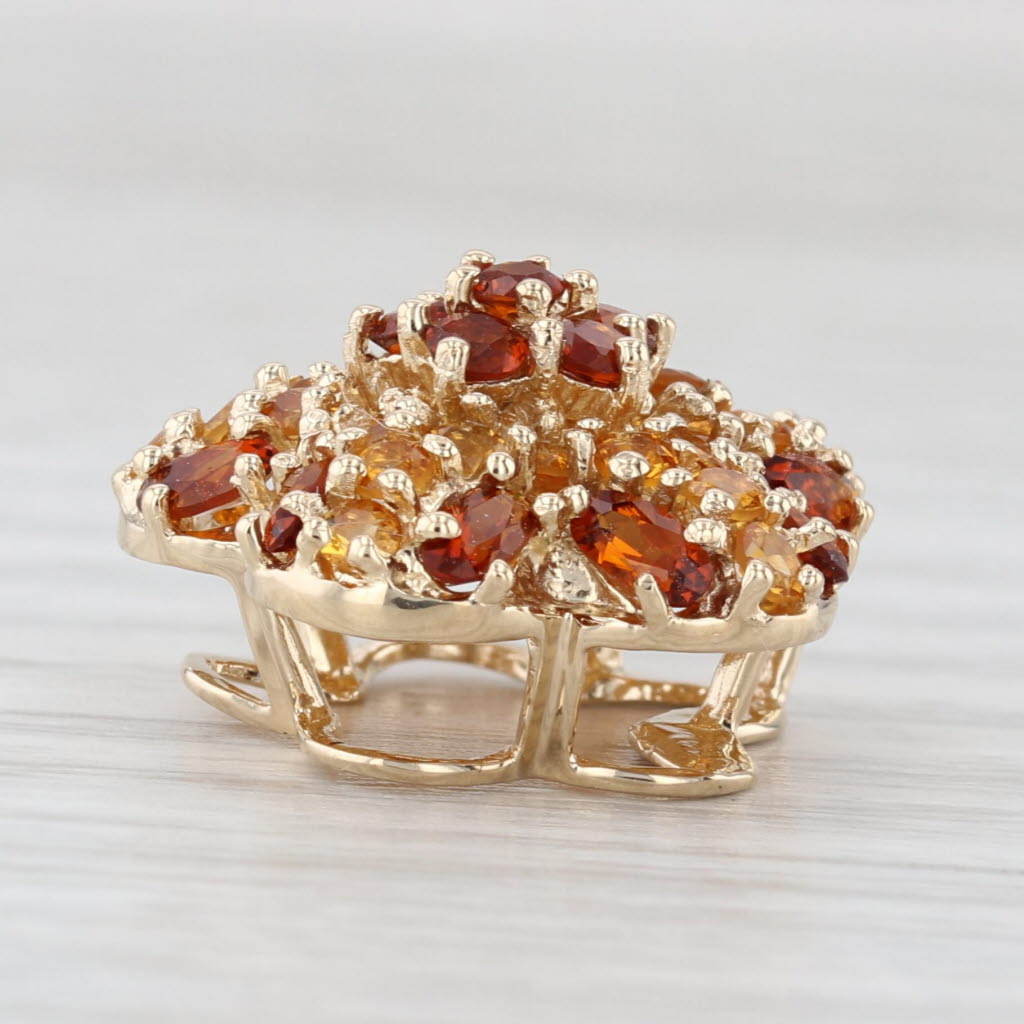 5.76ctw Citrine Flower Pendant 14k Yellow Gold Gemstone Cluster Floating Drop
