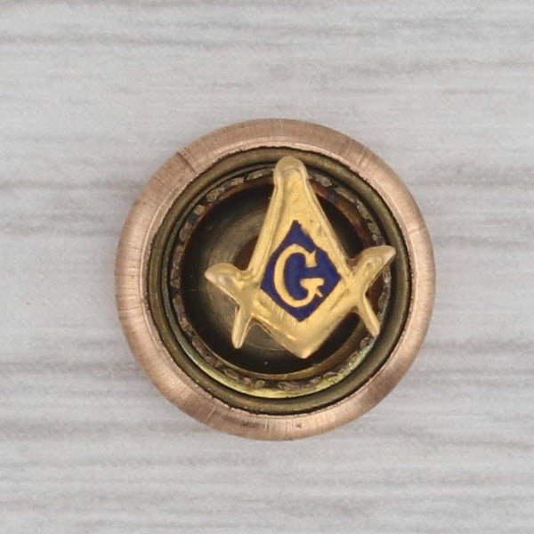Small Vintage Masonic Insignia Pin 7k Gold Blue Lodge Square Compass