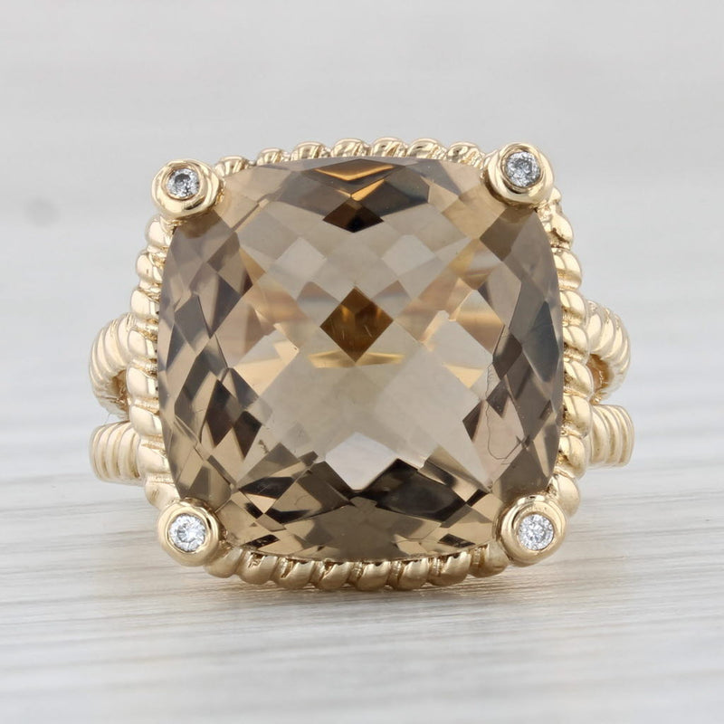 Gray 11.44ctw Smoky Quartz Diamond Ring 14k Yellow Gold Size 5.25 Cocktail