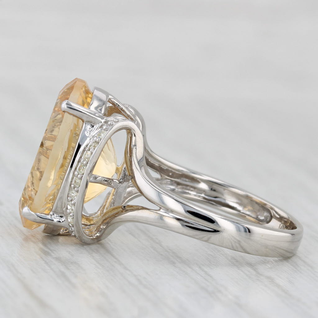 Light Gray 9.05ctw Citrine Diamond Ring 10k White Gold Size 7.25