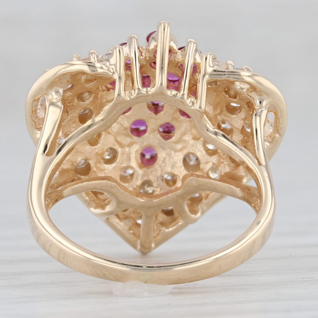 Gray 1.22ctw Ruby Diamond Cluster Heart Ring 14k Yellow Gold Size 5.25