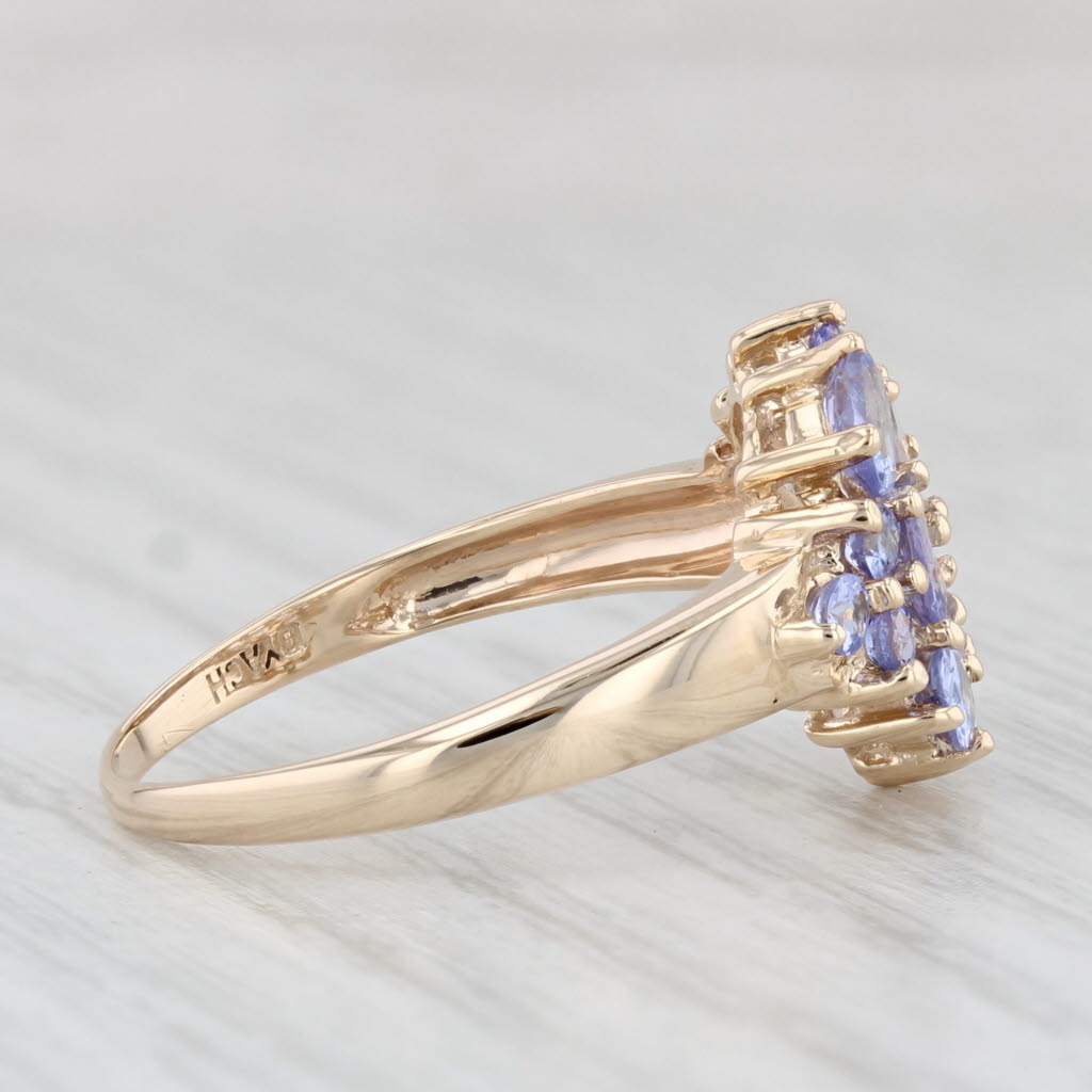 Light Gray 1.88ctw Tanzanite Cluster Ring 10k Yellow Gold Size 8.25