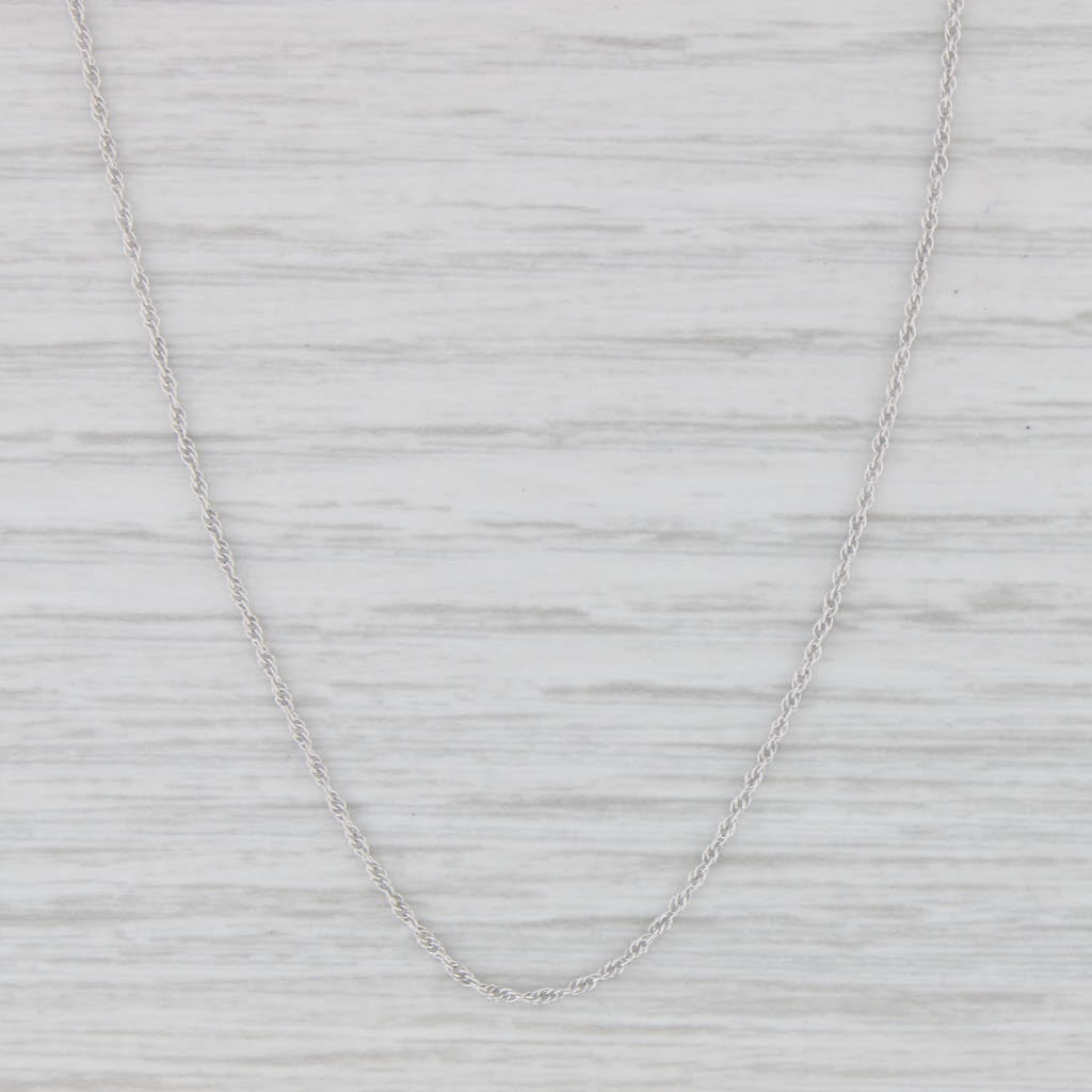 Light Gray Fine Rope Chain Necklace 14k White Gold 16" 1mm