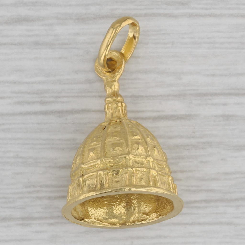 Gray Vintage Cathedral Basilica Dome Top Charm 18k Yellow Gold Souvenir Pendant