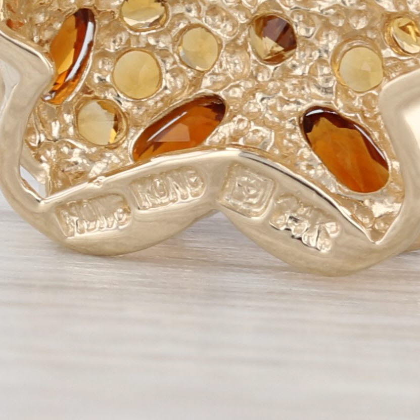 5.76ctw Citrine Flower Pendant 14k Yellow Gold Gemstone Cluster Floating Drop