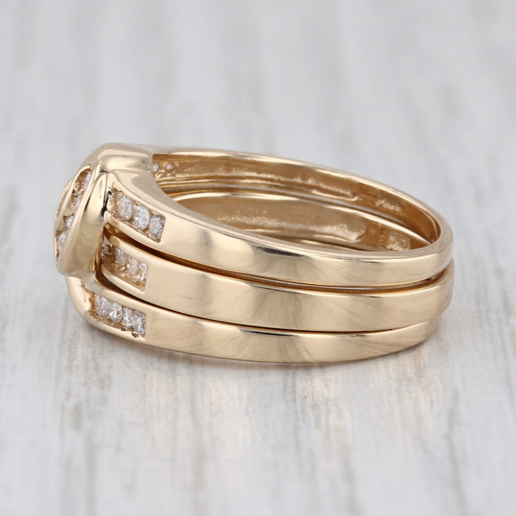 Interchangeable Ring Jacket Bands 10k Gold Diamond Emerald Sapphire Ruby Stack