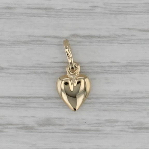 Small Puffy Heart Charm 14k Yellow Gold Pendant