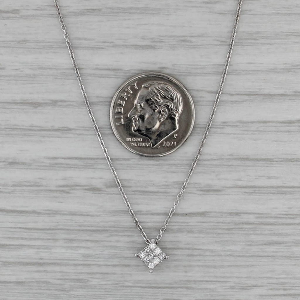 0.10ctw Diamond Pendant Necklace 14k White Gold 16" Cable Chain