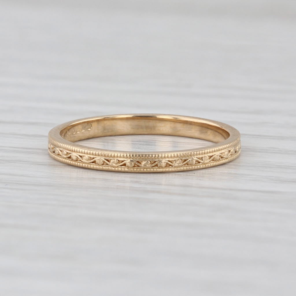 Jabel 18k Yellow Gold Wedding Band Size 6 Stackable Ring Ornate Pattern
