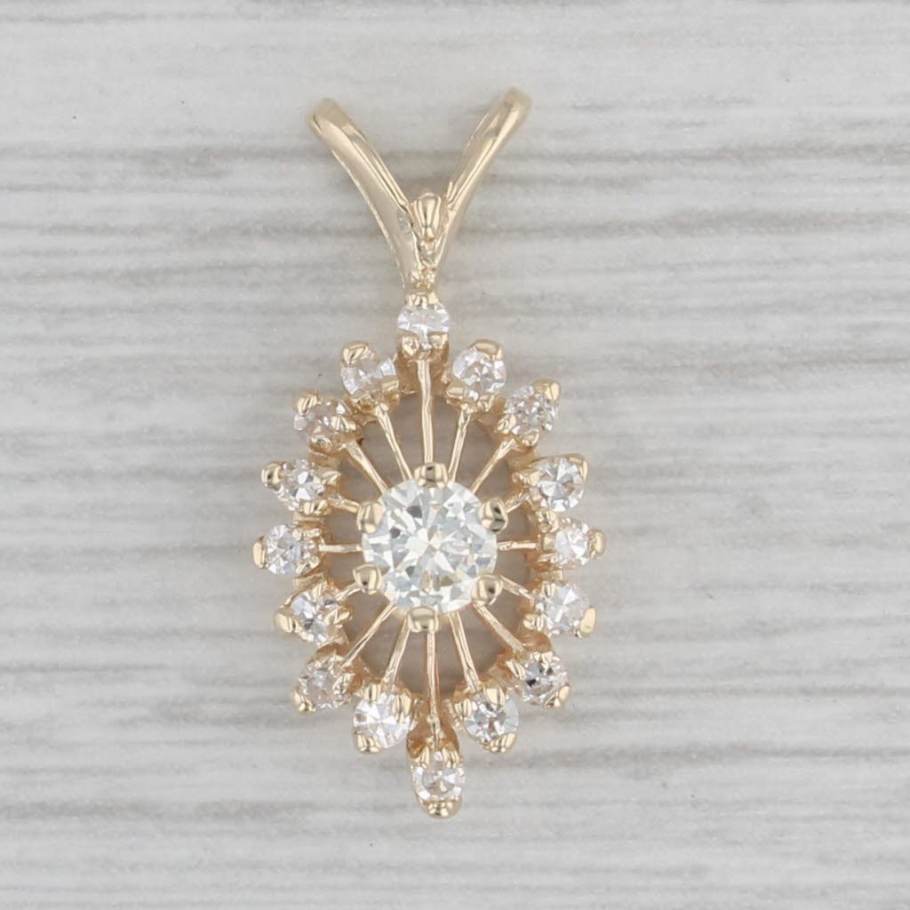 Gray 0.41ctw Diamond Pendant 14k Yellow Gold Cluster Drop