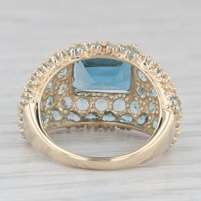 Light Gray 8.50ctw London Blue Topaz Pave Ring 14k Yellow Gold Size 7.25 Cocktail