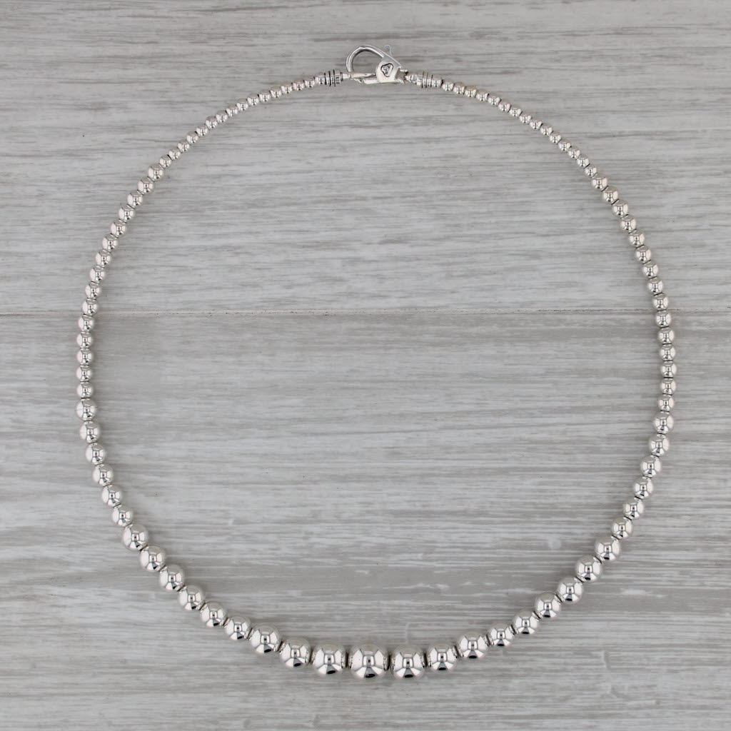 Lagos Caviar Bubbly Petite Graduated Bead Necklace Sterling Silver Card & Pouch