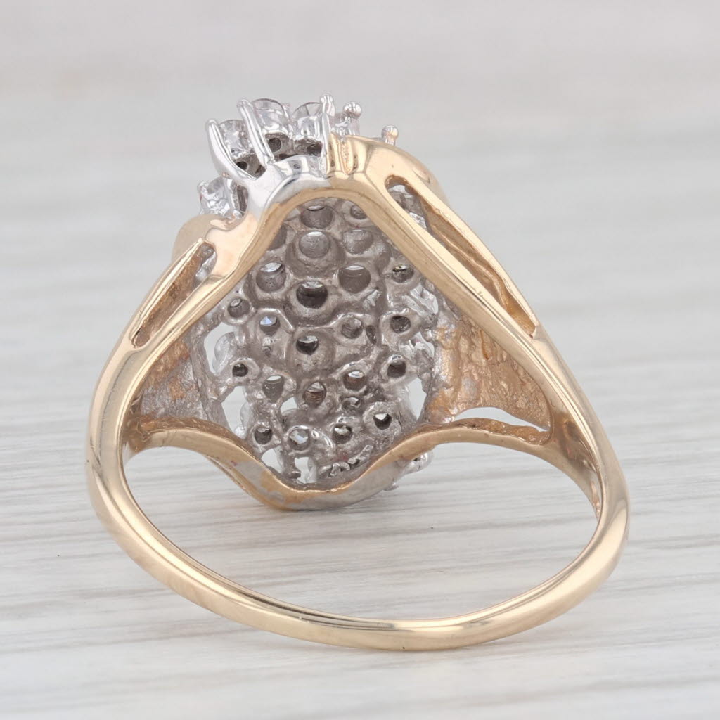 Light Gray 0.80ctw Diamond Cluster Ring 14k Yellow Gold Size 8