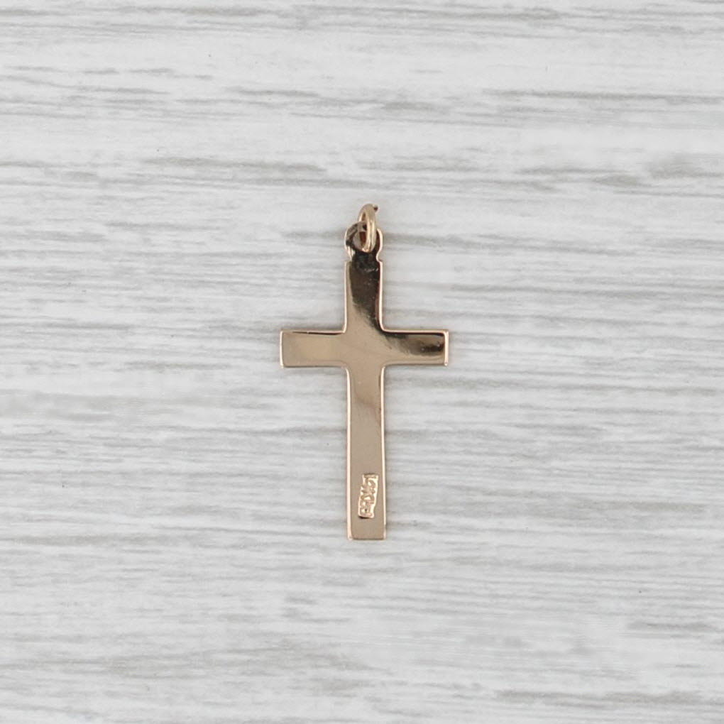 Vintage Etched Cross Pendant 14k Yellow Gold Estate Religious Jewelry