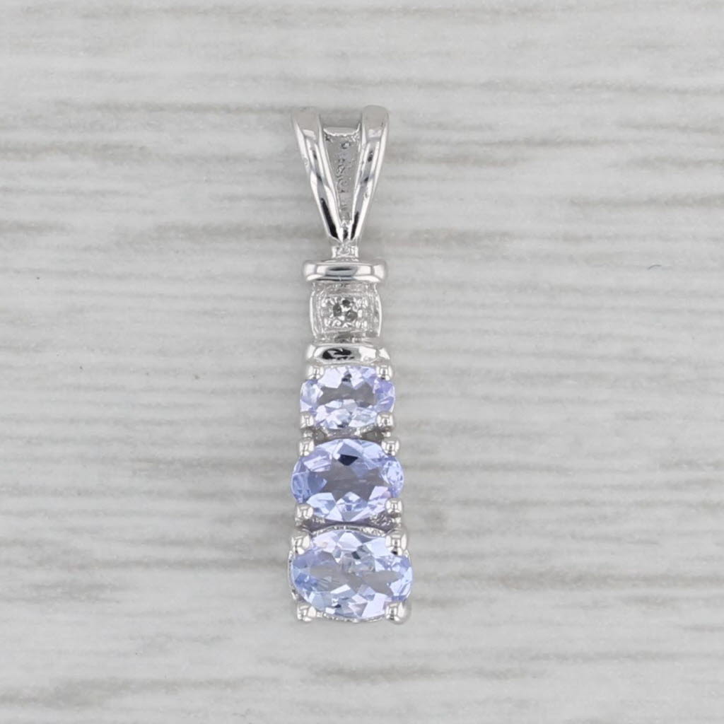 Gray 0.40ctw Tanzanite Journey 3-Stone Pendant 10k White Gold Small Drop