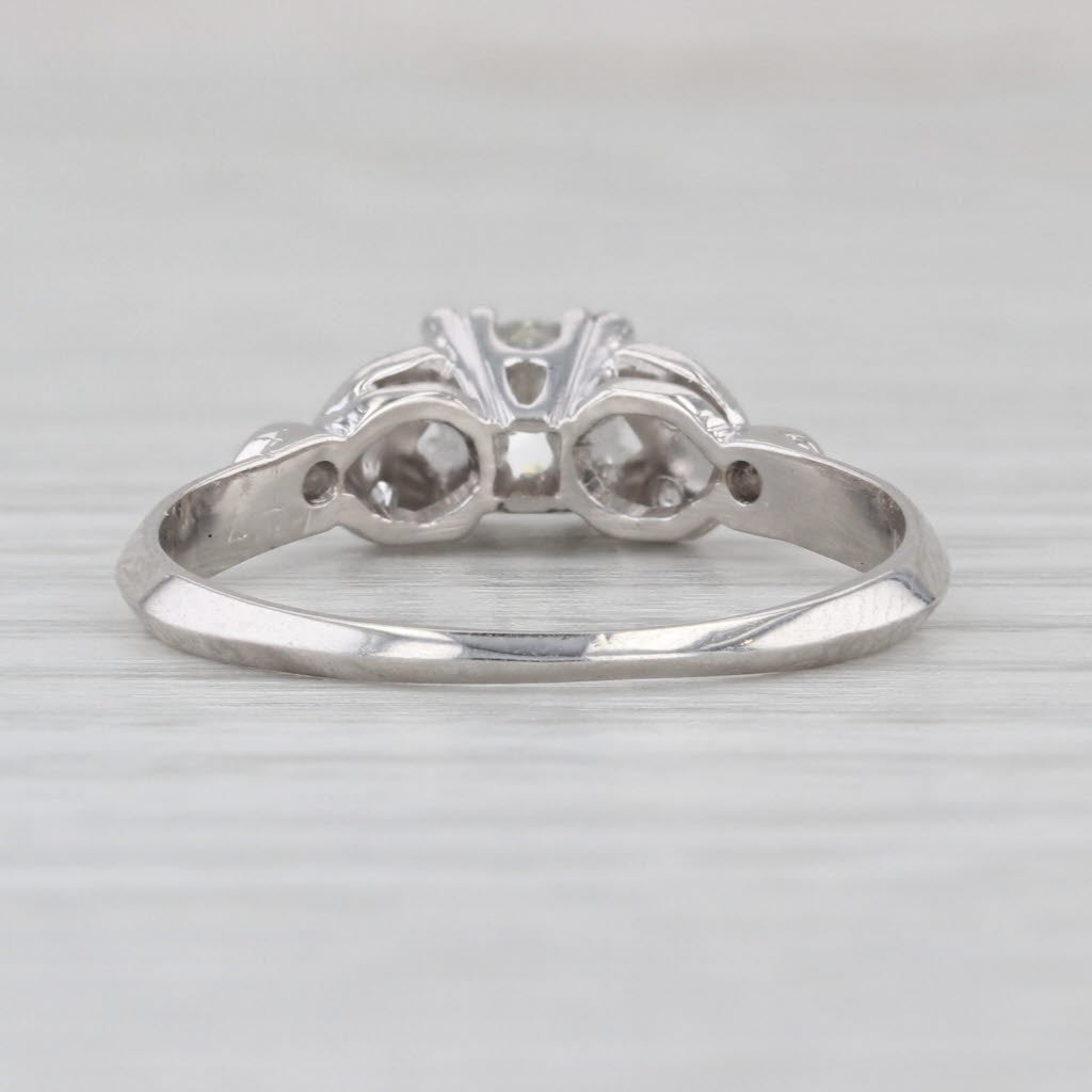 Antique Old European Diamond Engagement Ring 900 Platinum Size 8.5