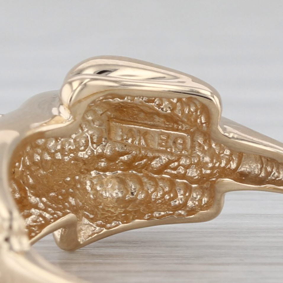 Diamond Eyed Stretching Cat Ring 14k Yellow Gold Size 8.25
