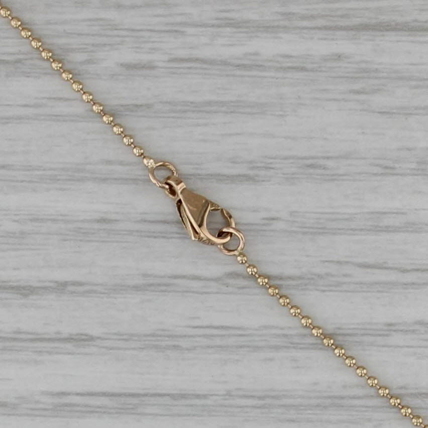 Small Diamond Hearts Pendant Bead Chain Necklace 14k Yellow White Gold 18"