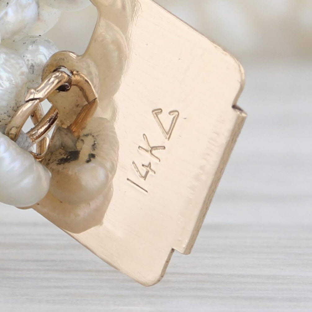 Woven Mesh Cultured Pearl Strand Bracelet 14k Yellow Gold 7.5" 14.8mm