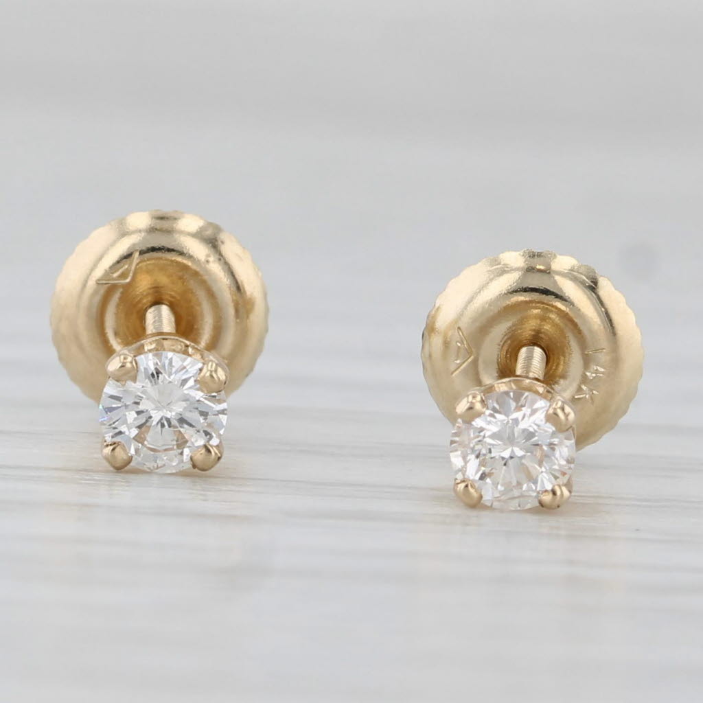 Light Gray 0.36ctw Diamond Stud Earrings 14k Yellow Gold Round Solitaire Studs