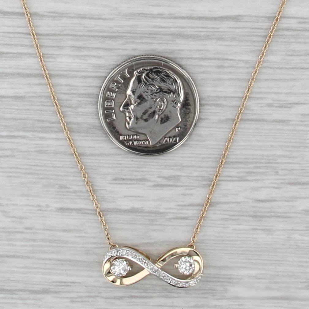 0.25ctw Diamond Infinity Knot Pendant Necklace 14k Gold 17-18" Cable Chain