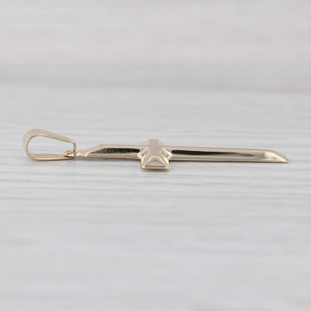 Beveled Cross Pendant 14k Yellow Gold Religious Jewelry
