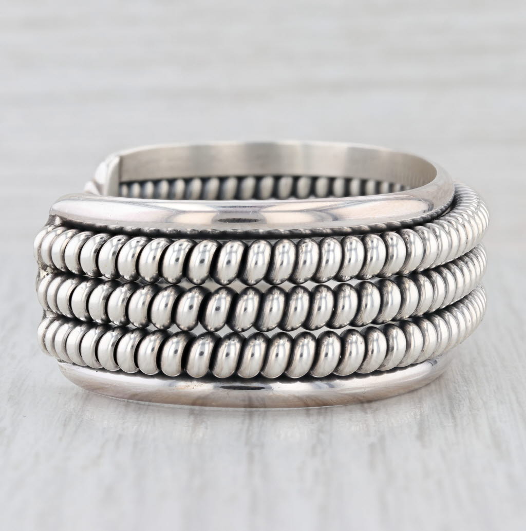 P Tsosie Sr Navajo Native American Cuff Bracelet Sterling Silver 6.5" 21.1mm