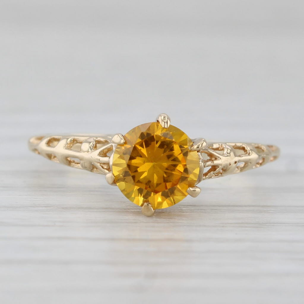 Light Gray Lab Created Yellow Sapphire Ring 1ct Round Solitaire 10k Yellow Gold Size 5