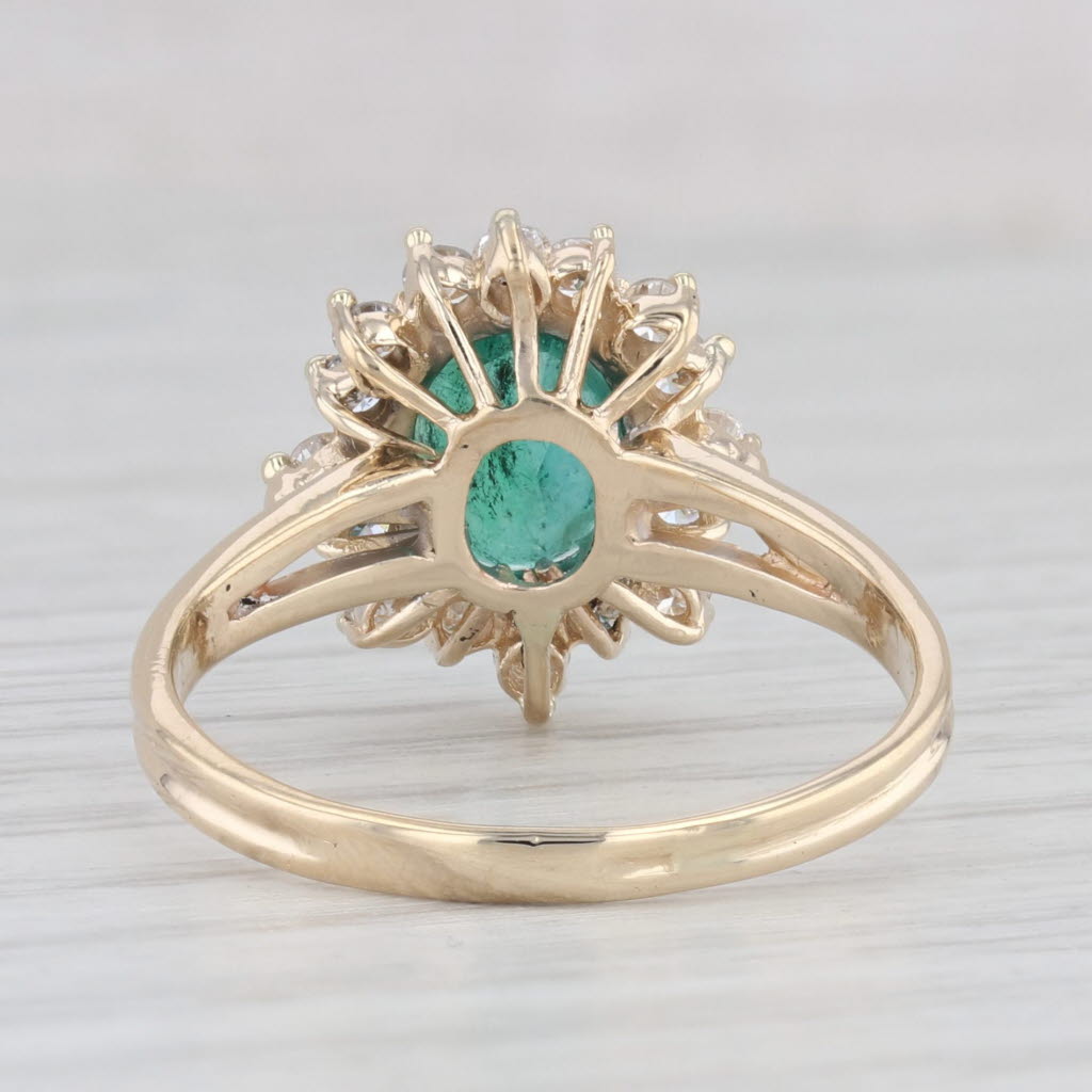 Light Gray 1.68ctw Oval Emerald Diamond Halo Ring 14k Yellow Gold Size 7.75 Engagement