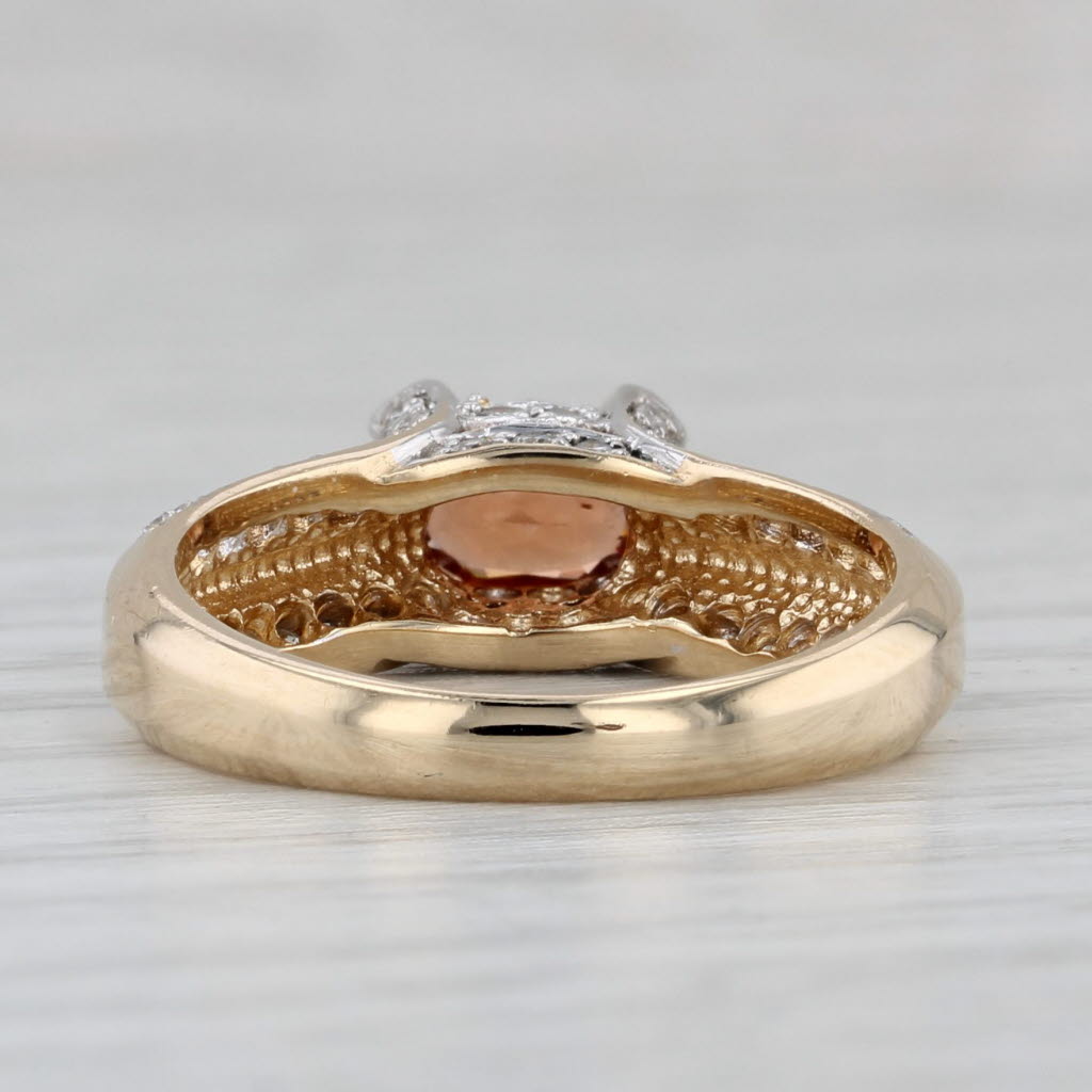 Gray 0.82ctw Spessartite Orange Garnet Diamond Ring 14k Yellow Gold Size 6