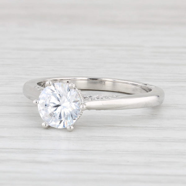 New Round Semi Mount Engagement Ring Diamond 18k Gold Certificate Sz 6.5 Tacori