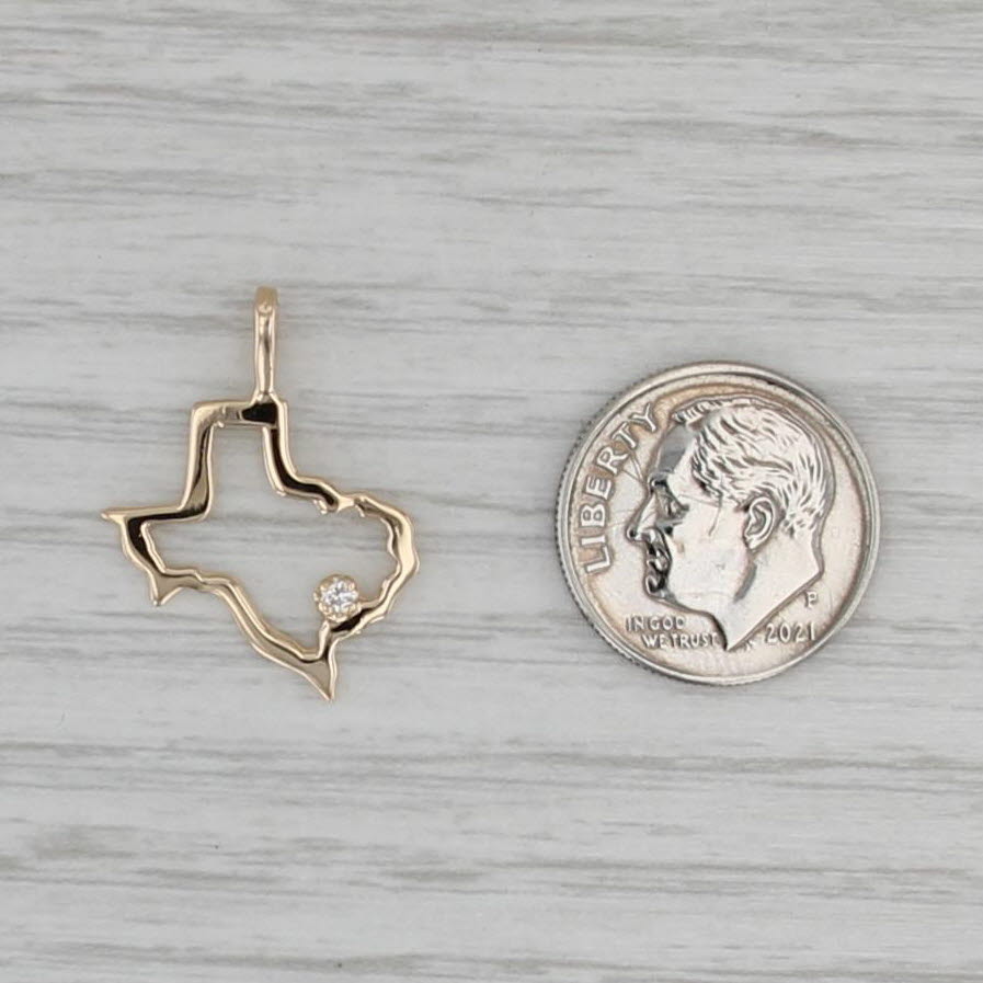 Diamond Texas Pendant 14k Yellow Gold Charm US State Souvenir