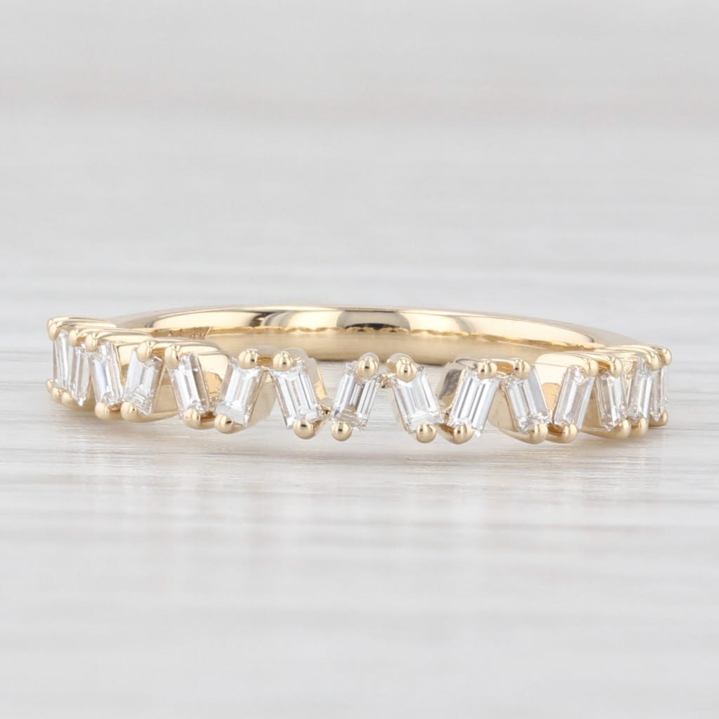 Light Gray New 0.35ctw Diamond Wedding Ring 14k Yellow Gold Stackable Anniversary Band 6.5