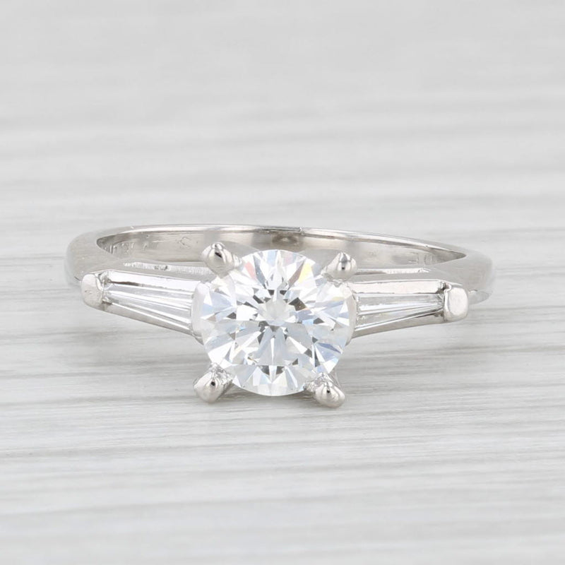 Light Gray Vintage 1.04ctw VVS2 Round Diamond Engagement Ring Platinum Size 4.5 GIA