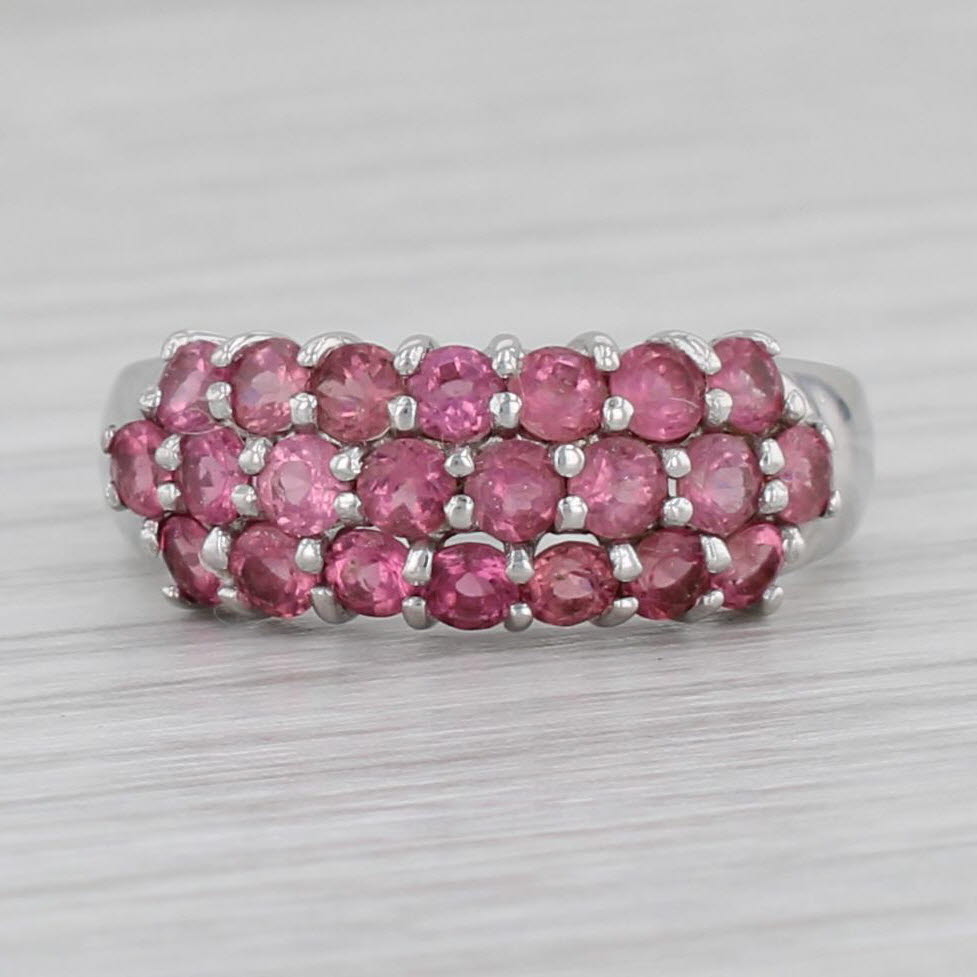 Gray 1.70ctw Pink Sapphire Cluster Ring 14k White Gold Size 7